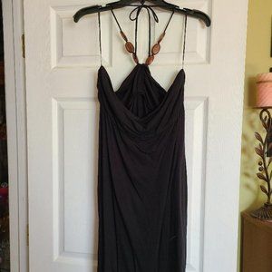 Black dress with brown buttons